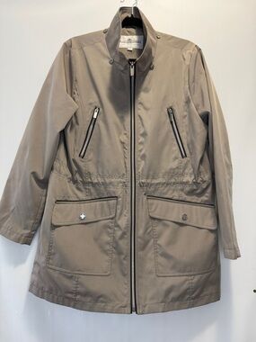 Fleet Street Taupe Zip-Front Utility Anorak Jacket women’s size Large